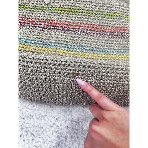 Women's The Sak Belle Multicolor Stripe Bohemian Crochet Shoulder Hobo Bag - Picture 9 of 15